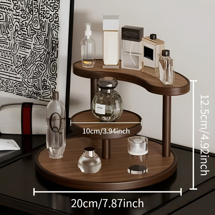 Rotierender Holz-Make-up-Organizer - 3-stufig und stabil | Praktische Aufbewahrung für Kosmetik | Karnz