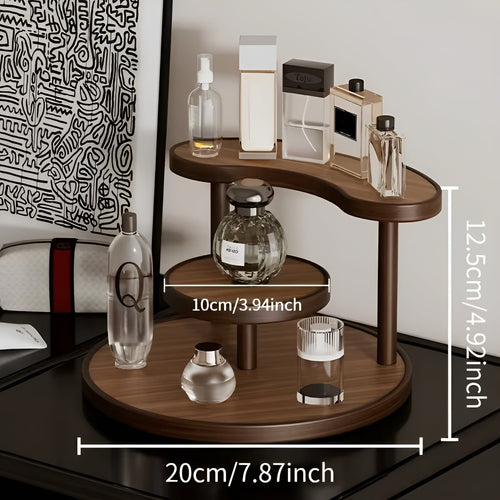 Rotierender Holz-Make-up-Organizer - 3-stufig und stabil | Praktische Aufbewahrung für Kosmetik | Karnz
