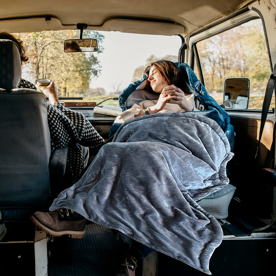 12V beheizte Auto-Decke - Weiche Fleece-Decke mit Überhitzungsschutz für Auto und Camping | Karnz