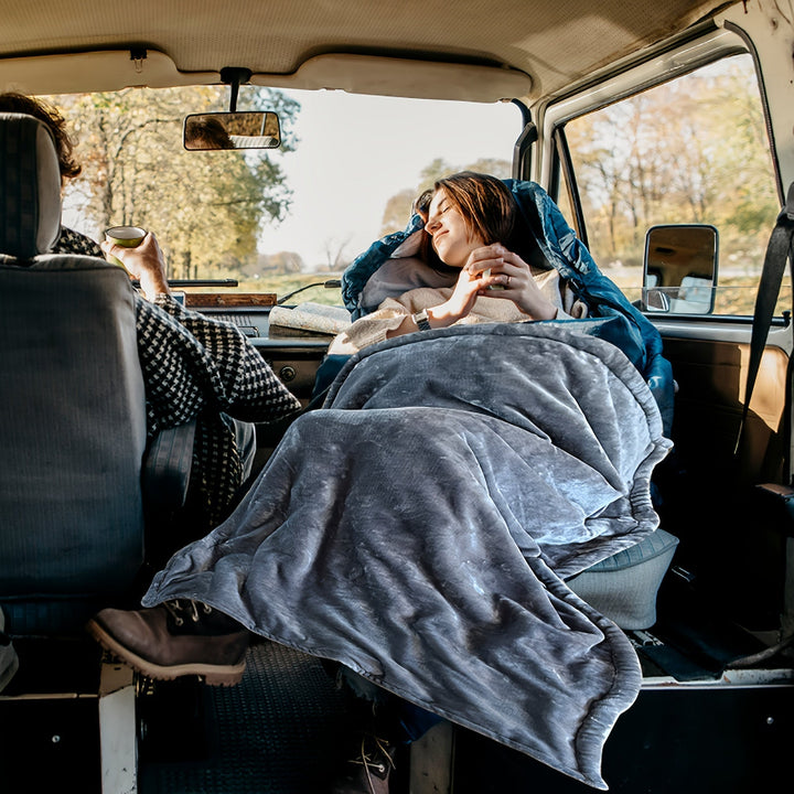 12V beheizte Auto-Decke - Weiche Fleece-Decke mit Überhitzungsschutz für Auto und Camping | Karnz