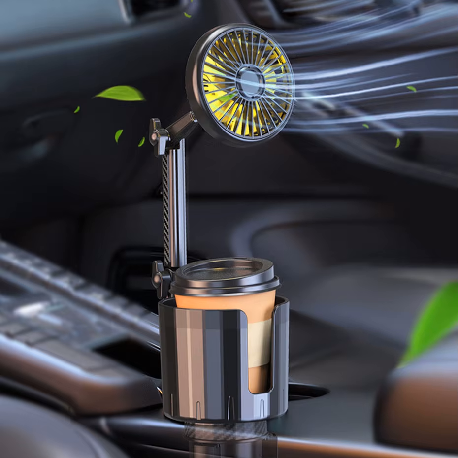 2-in-1 Auto Becherhalter Ventilator mit einstellbarer Kühlung und USB-Ladung | Karnz