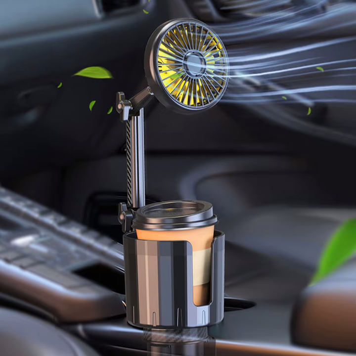 2-in-1 Auto Becherhalter Ventilator mit einstellbarer Kühlung und USB-Ladung | Karnz