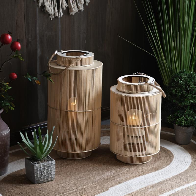 Imitation Bamboo LED Kerzenlaterne Karnz