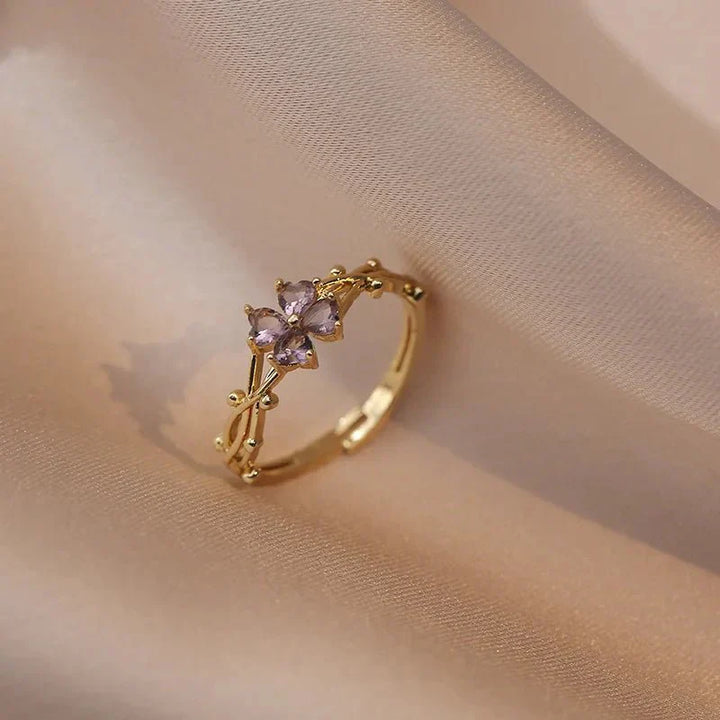 Karnz | Verstellbarer Amethyst Violetter Blumenring
