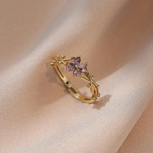 Karnz | Verstellbarer Amethyst Violetter Blumenring