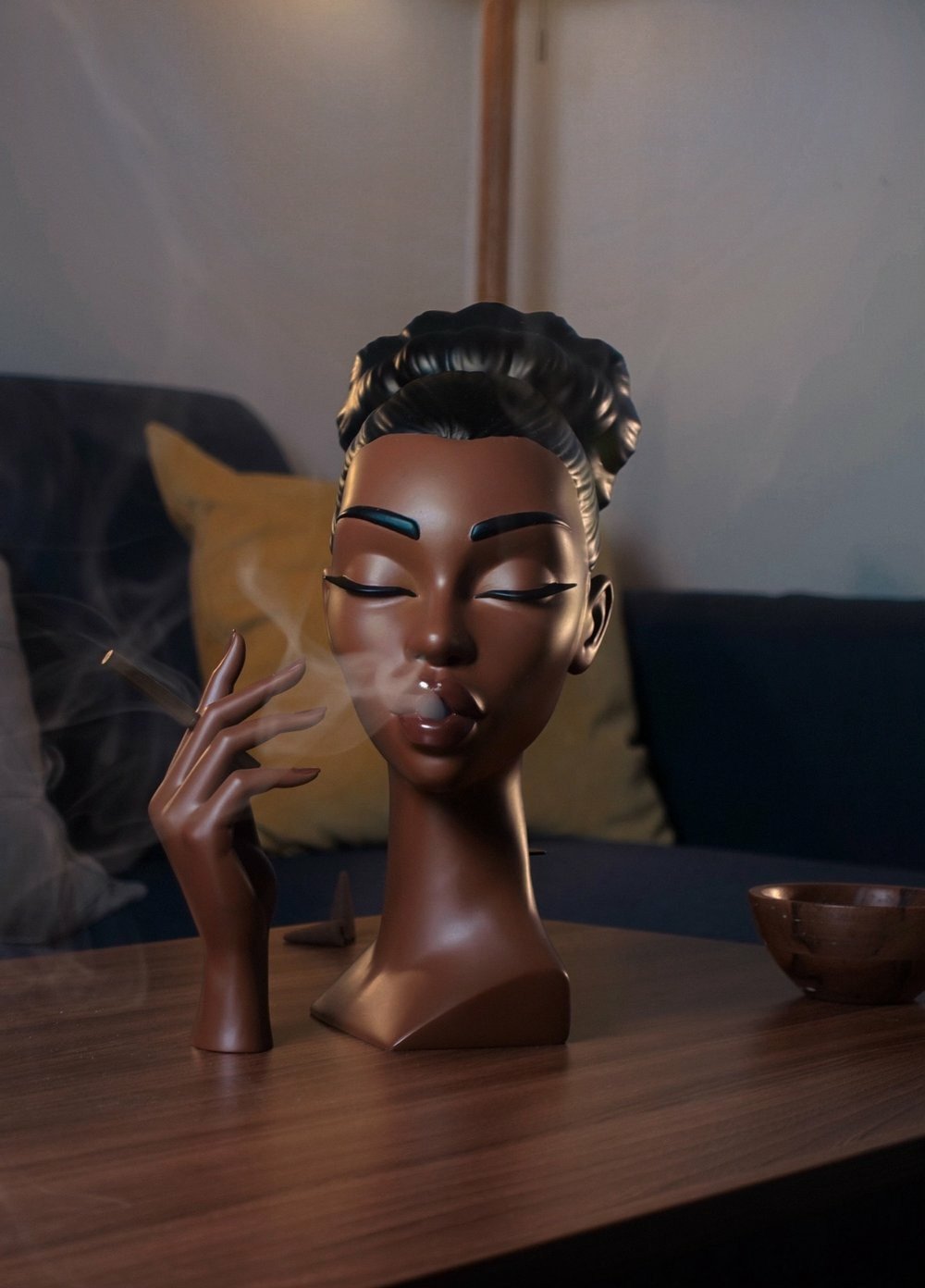 Räuchergefäß-Statue | Künstlerisches Harzdesign | Rückfluss-Raucheffekt | 19,8 cm