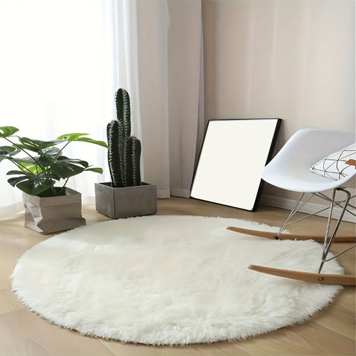 Gemütlicher runder Plüsch-Teppich – Ultraweicher Teppich für Wohnzimmer & Schlafzimmer | Karnz