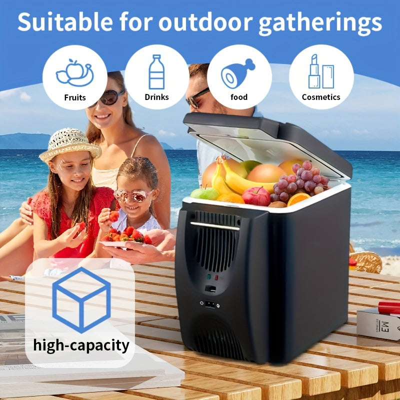 Kompakter 6L tragbarer Mini-Kühlschrank für Autos – DC 12V elektrischer Kühler für Getränke, Meeresfrüchte und Obst, ideal für Reisen und Outdoor-Abenteuer