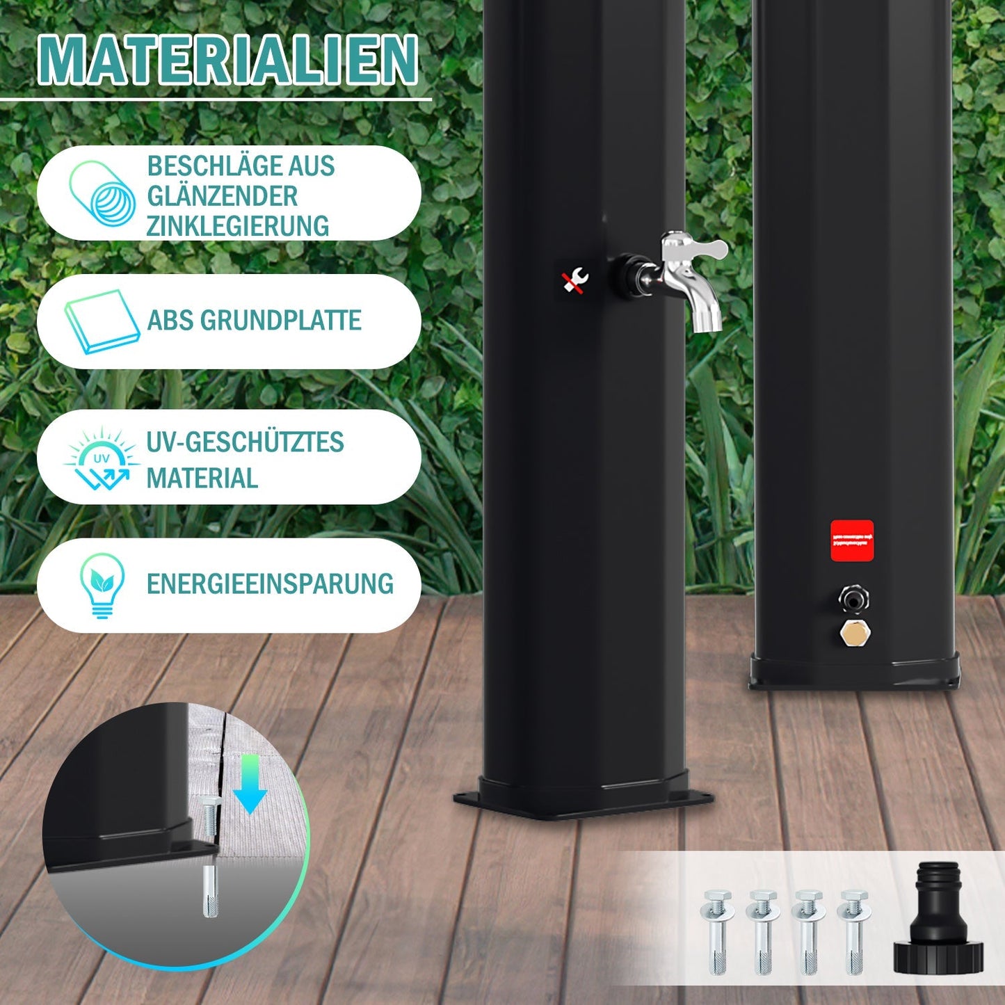 Solardusche 35L Gartendusche Inkl. Schutzhaube | Karnz