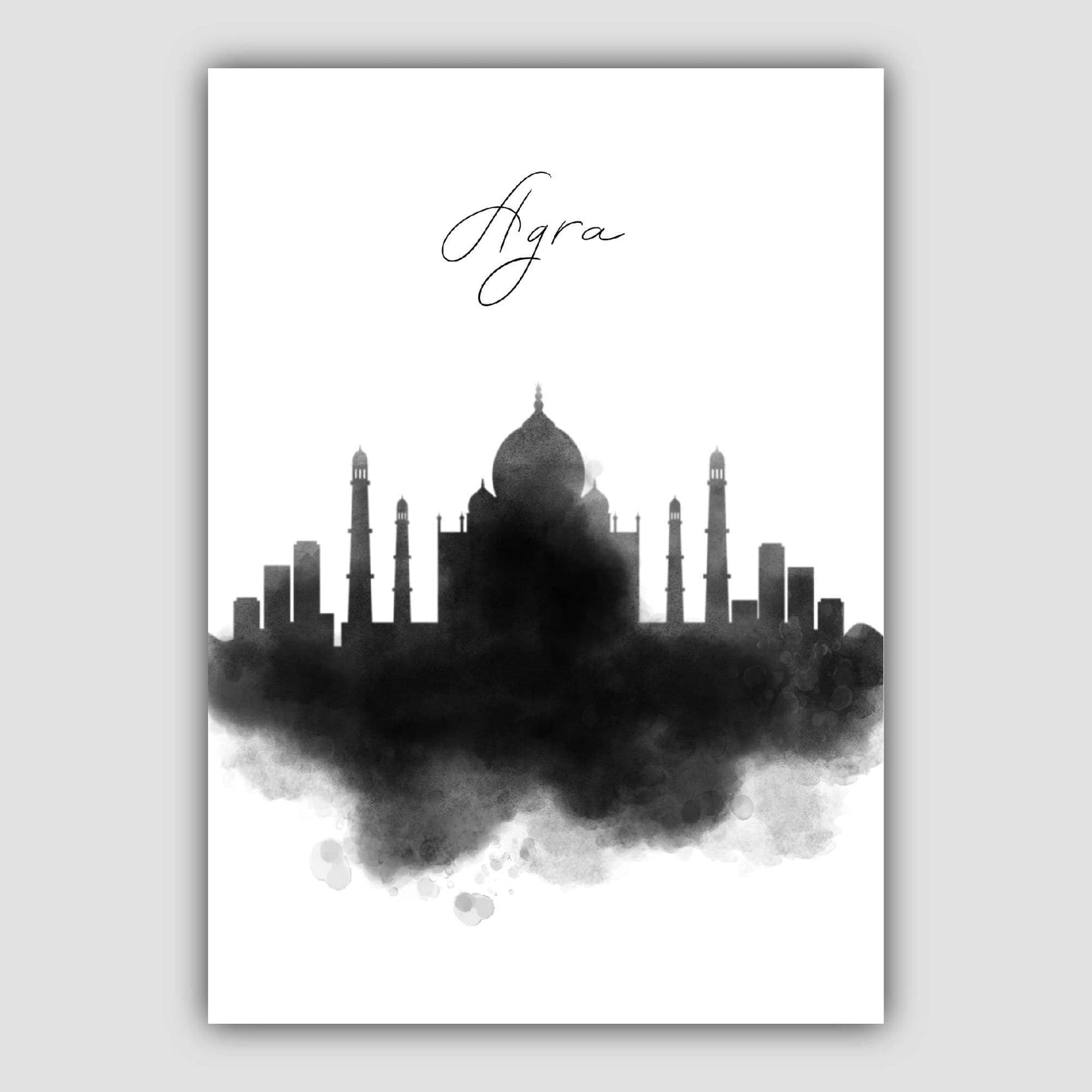 Agra Aquarell-Skyline-Stadtansicht-Druck