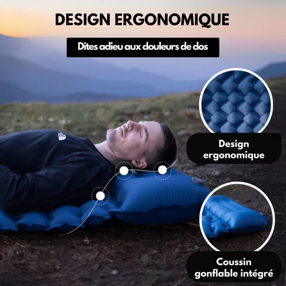 AirTrek-Matte – Aufblasbare Campingmatratze mit Fußpumpe und integriertem Kissen