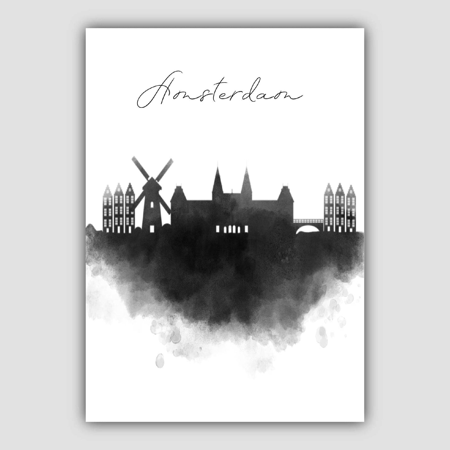 Amsterdam Aquarell-Skyline-Stadtansicht-Druck