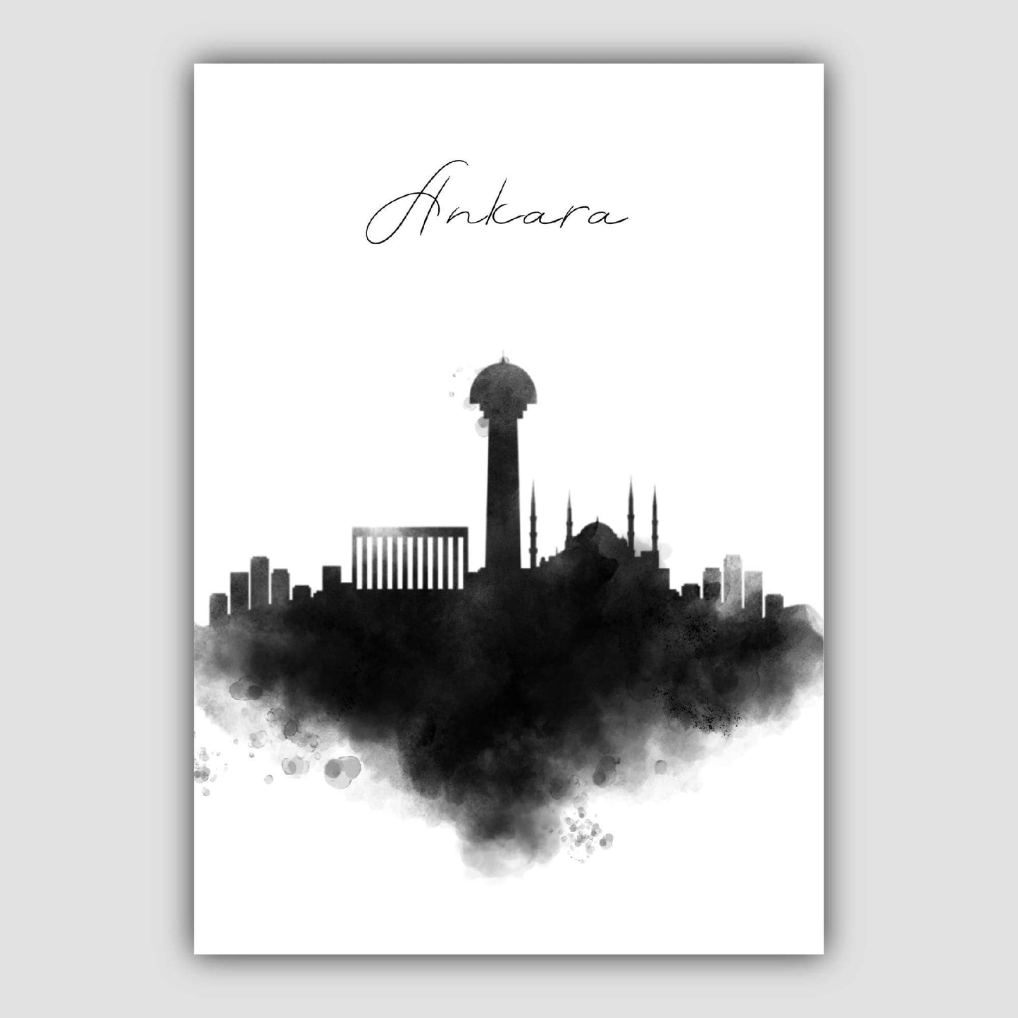 Ankara Aquarell-Skyline-Stadtansicht-Druck