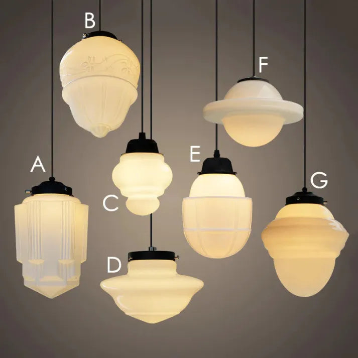 Vintage Geometrische Hängelampe aus Mattglas – Retro Pendelleuchte für Esszimmer | Karnz