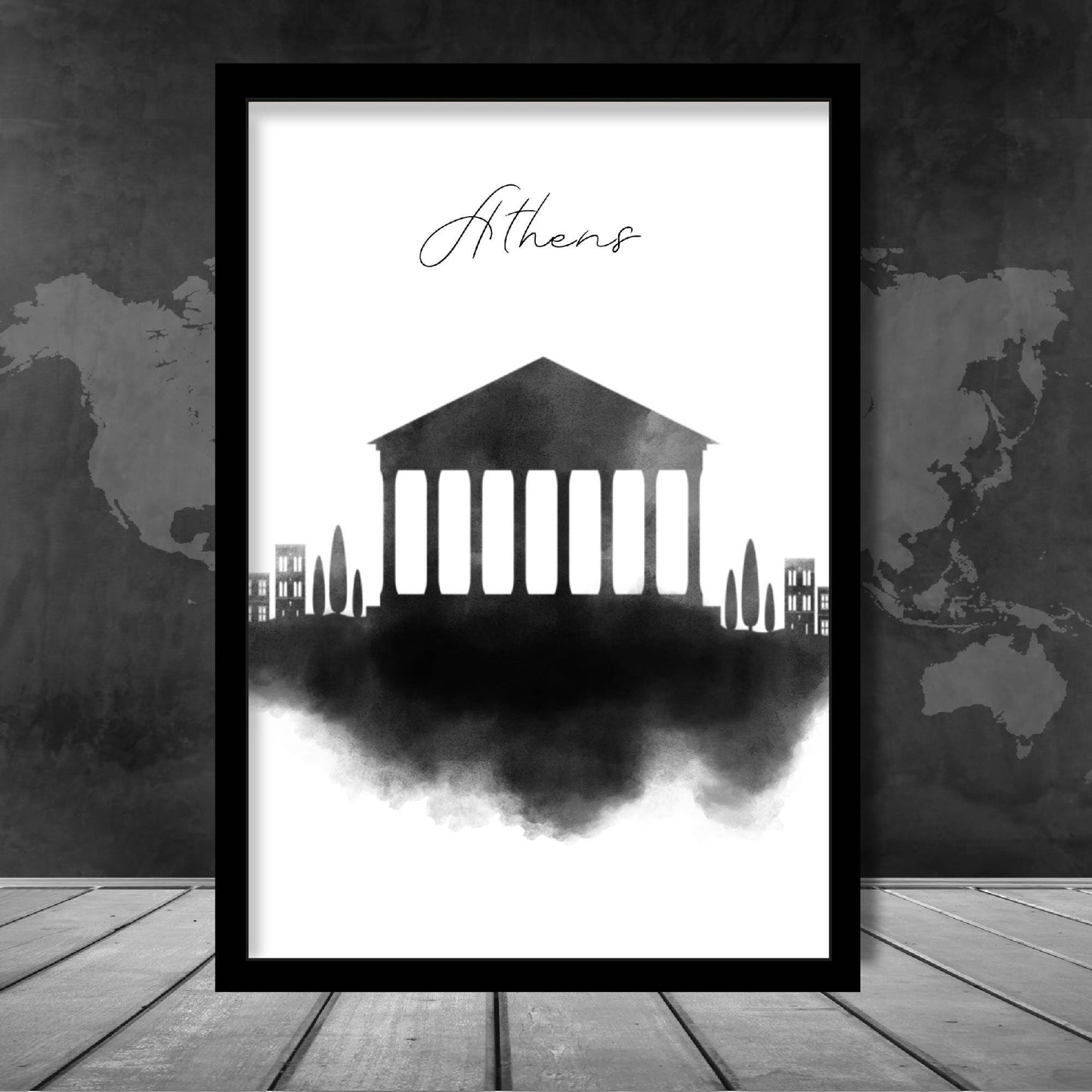 Athen Aquarell-Skyline-Stadtansicht-Druck