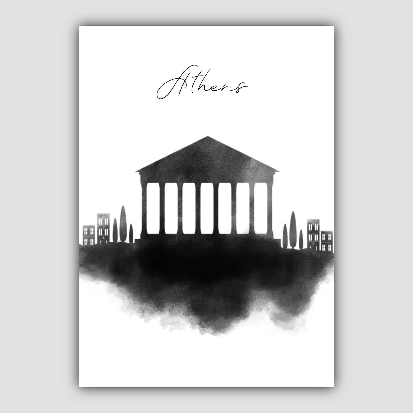 Athen Aquarell-Skyline-Stadtansicht-Druck