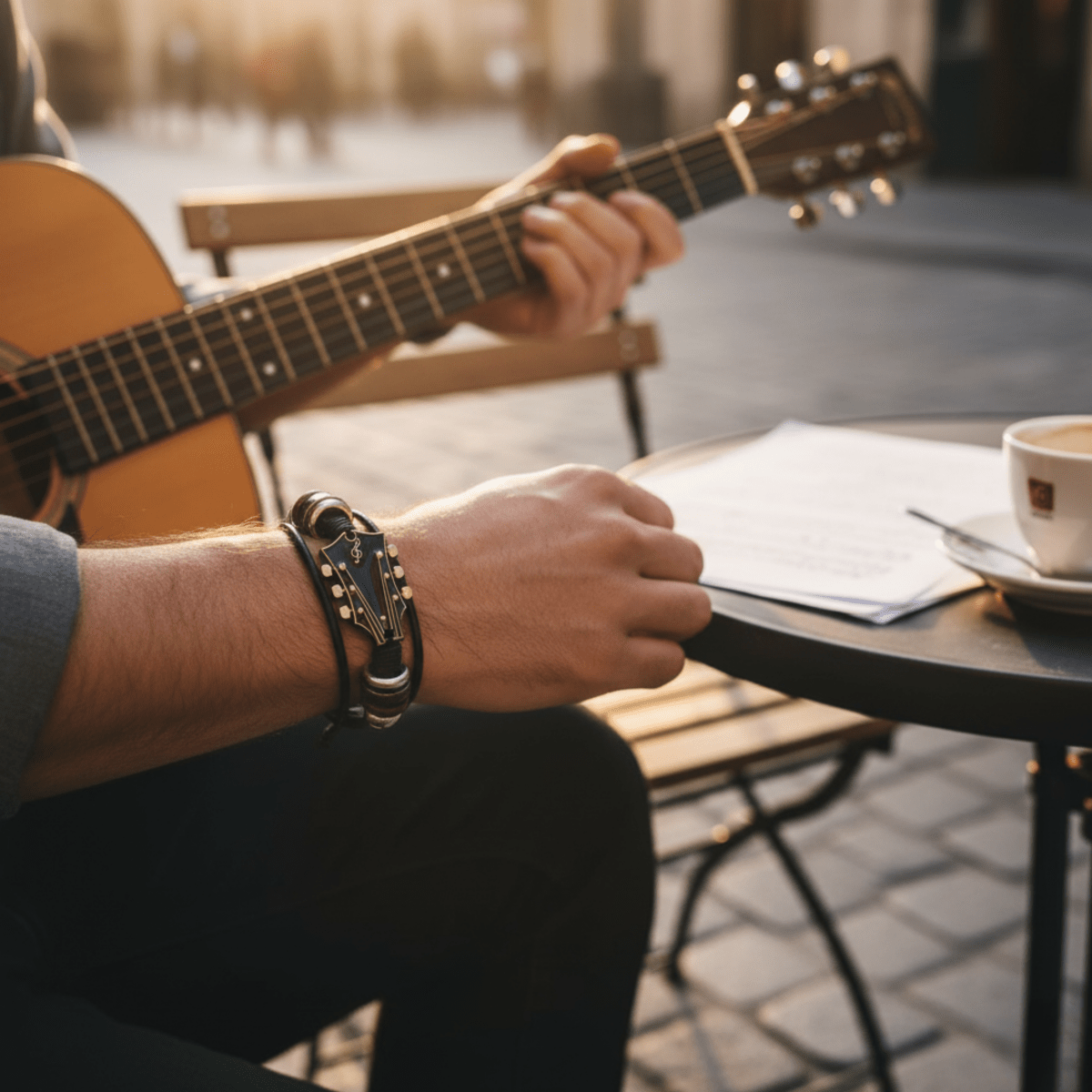 AXECHORD – Gitarren-Lederarmband im Vintage-Stil