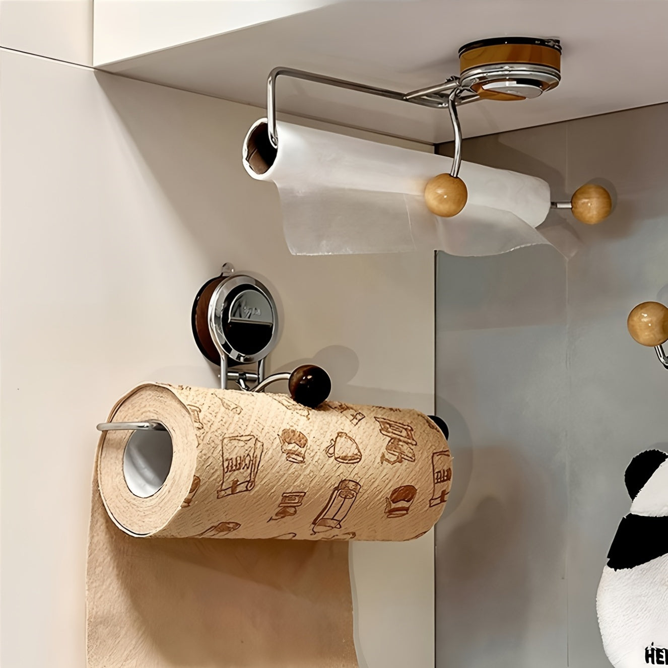 KeukenGrip Rollhalter aus Edelstahl mit Saugfuß | Karnz