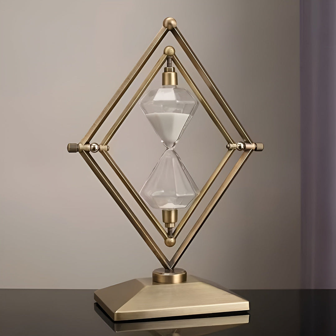 Sanduhr mit geometrischem Metallrahmen – Dekorativ und entspannend | Mit weißem Sand als Meditationsuhr | Karnz