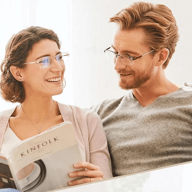 Neue Bifokal-Gleitsichtbrille mit Blaulichtfilter und ultraleichte Lesebrille