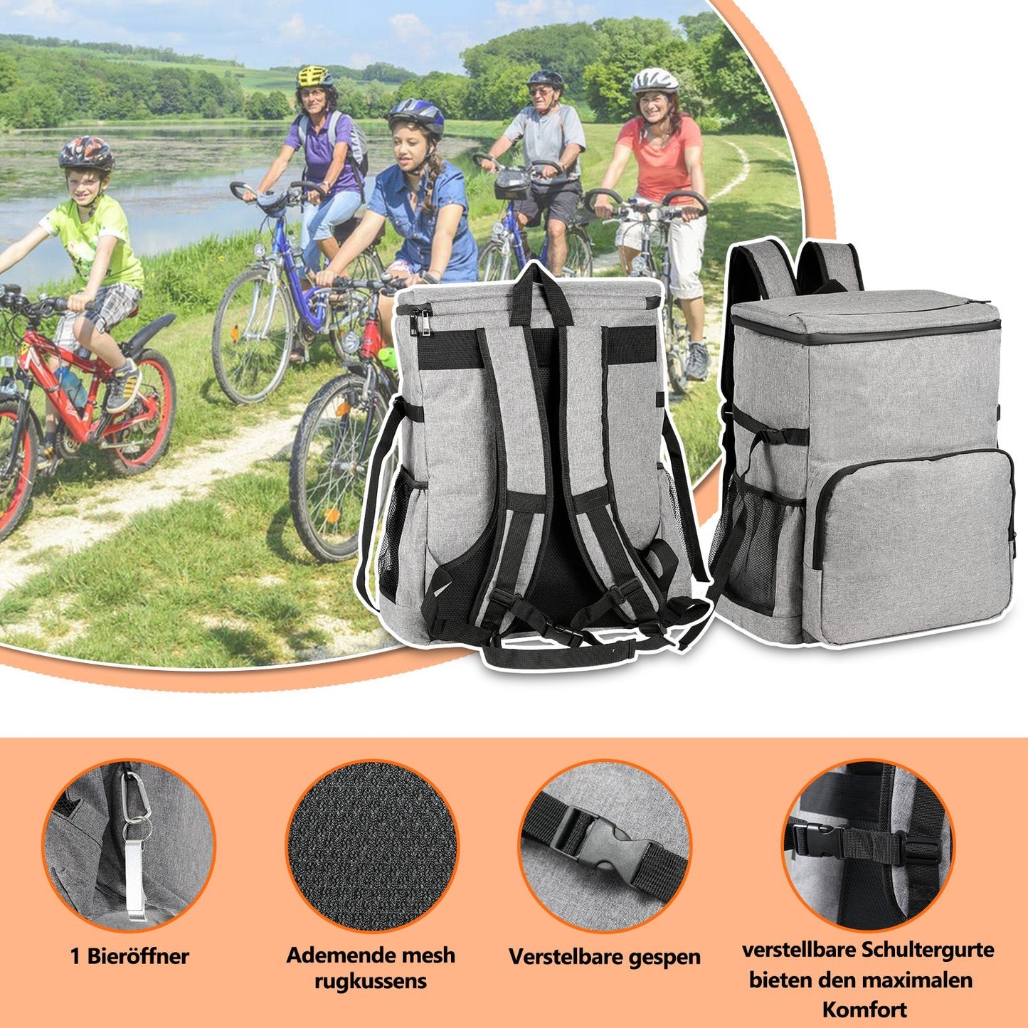 Kühlrucksack Thermo Rucksack 35L mit Picknickmatte | Karnz