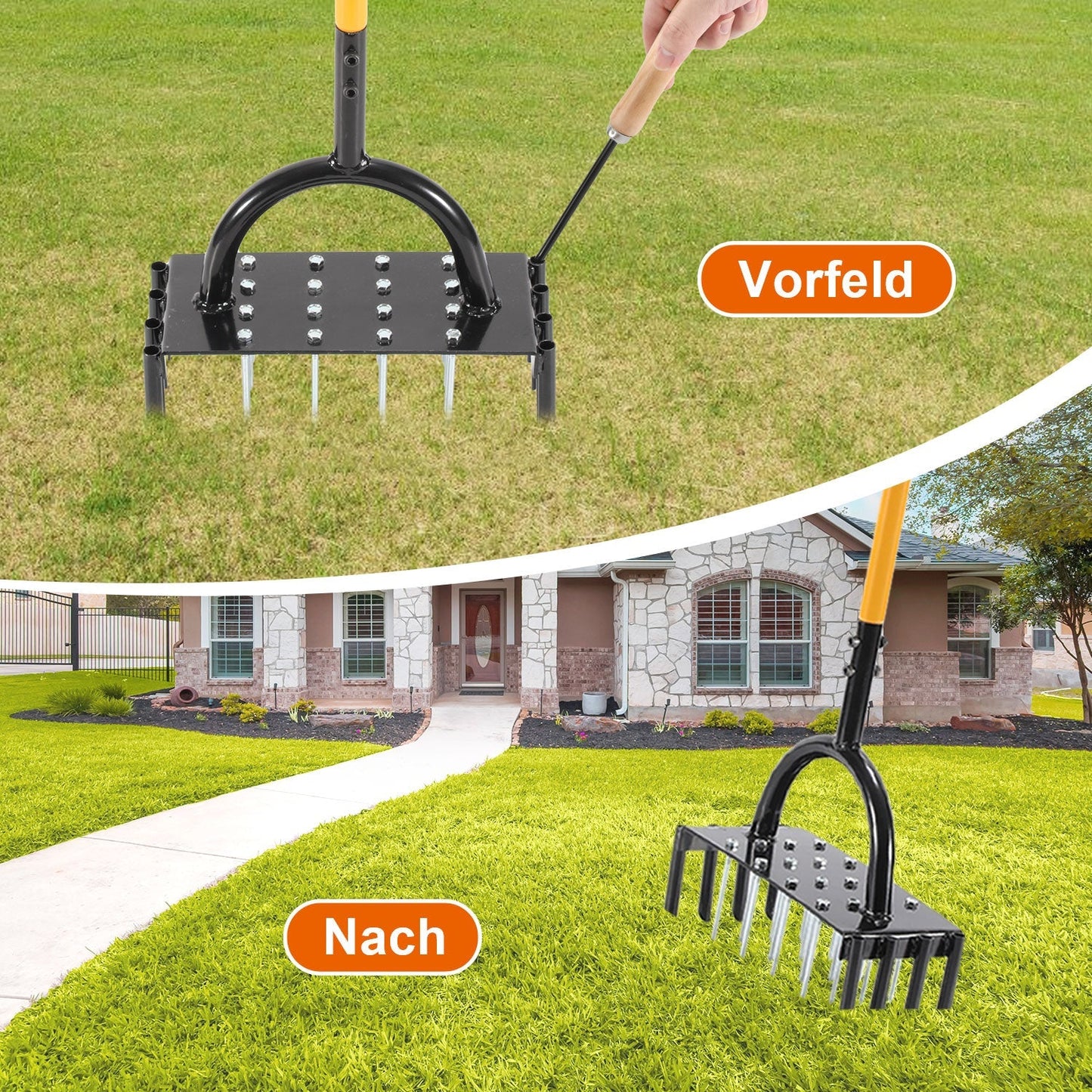 Rasenlüfter Aerifizierer Vertikutierer für verdichtete Böden | Karnz