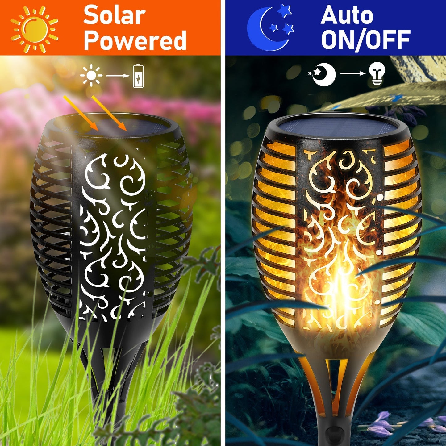 Solarlampen für Außen 4 Stücke 3 IN 1 Solarfackeln | Karnz