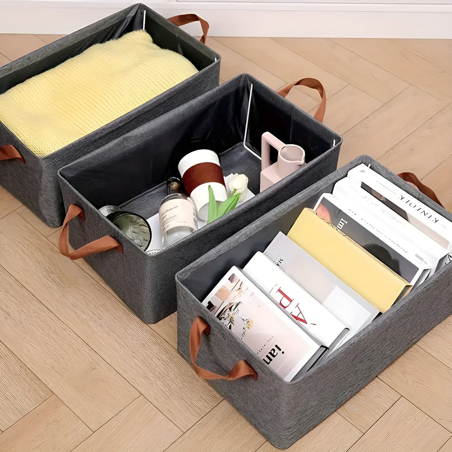 Faltbare Aufbewahrungskörbe – Praktisches 3-teiliges Set | Ideal für Kleidung, Spielzeug und mehr | Karnz