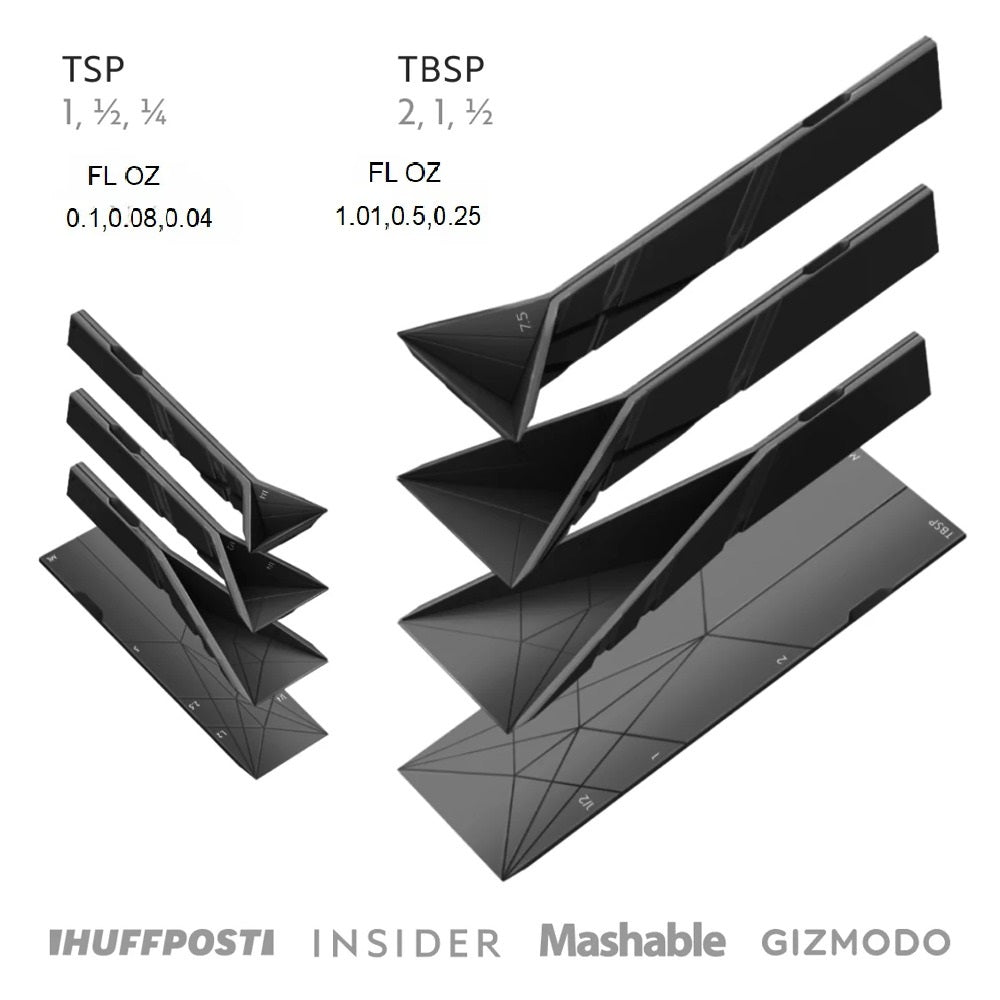 3-in-1-Messlöffel zum Zusammenklappen | Magnetisches TriScoop-Design | Platzsparendes Küchenutensil