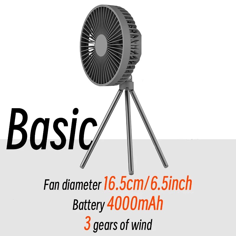 Wiederaufladbarer 10.000mAh Camping Ventilator mit LED-Beleuchtung und Powerbank | Karnz