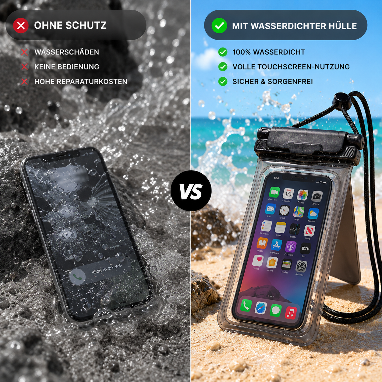 Wasserabweisende Smartphone-Hülle mit Nackenband | Karnz