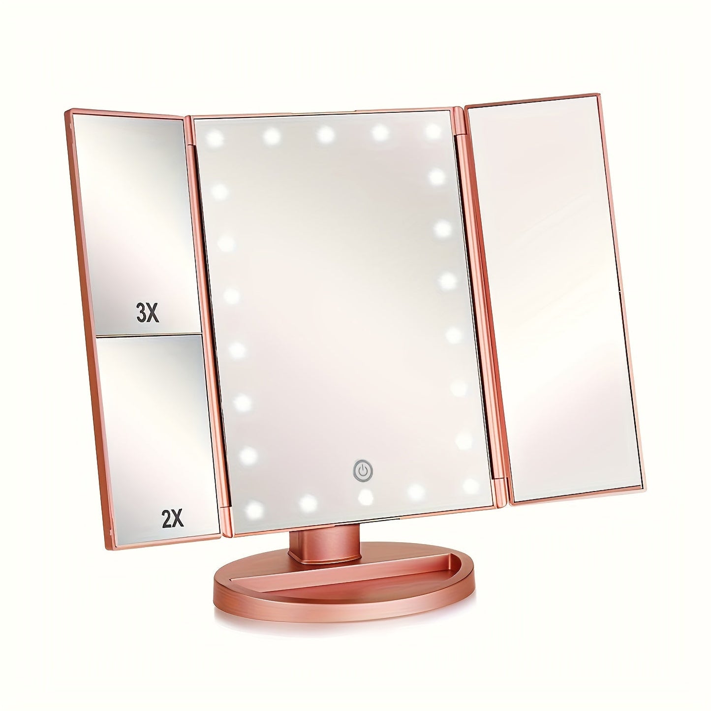 GlowMirror – Zusammenklappbarer LED-Make-up-Spiegel mit 3x/2x Vergrößerung | Karnz