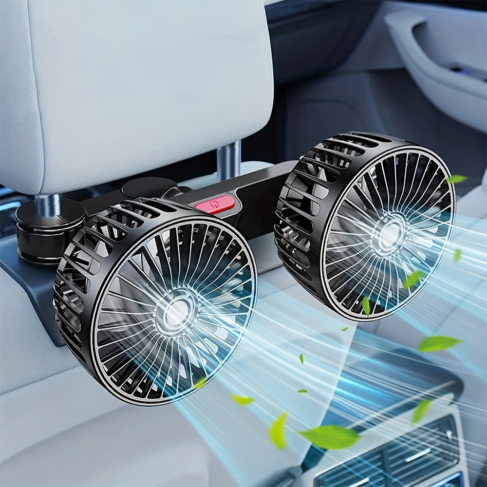 1 Pc Auto-Lüfter, Auto Kleiner Klimaanlage, Doppelseitiger Hecklüfter, Starker Wind, 360 Grad Drehung, Großes Luftvolumen, Subwoofer-Betrieb, Basis-Festklemm-Montagemethode, Geeignet für Auto Zuhause | Karnz