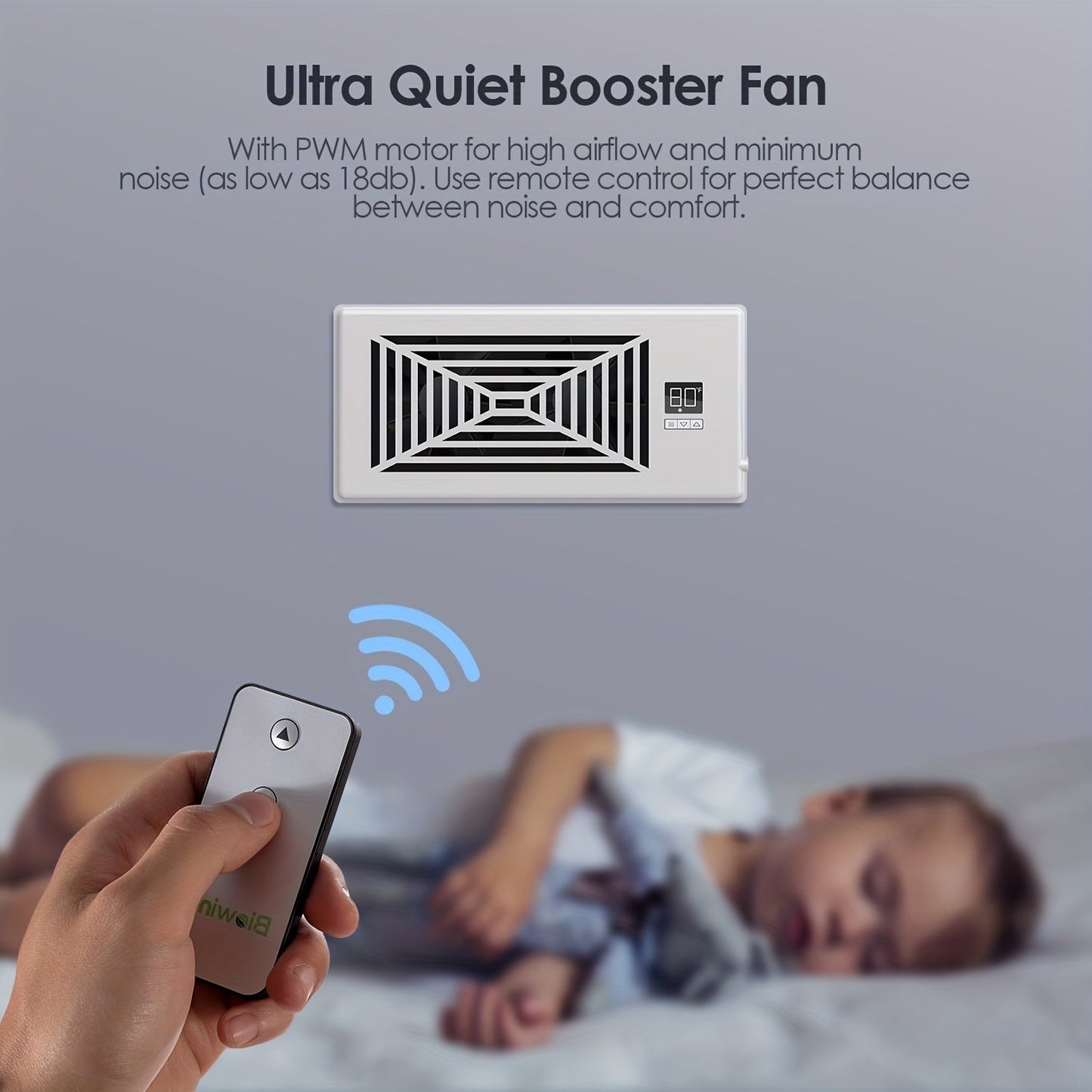 4" x 10" Smart Register Booster Fan – HVAC-Bauzubehör mit Fernbedienung, Thermostatsteuerung – Leiser Betrieb für effiziente Heiz- und Kühlleistung | Karnz