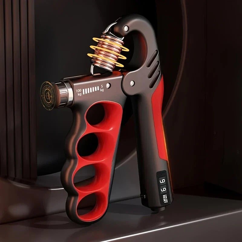 Verstellbarer Handtrainer | 5–100 kg Widerstand | Wiederholungszähler | Rutschfeste Griffe