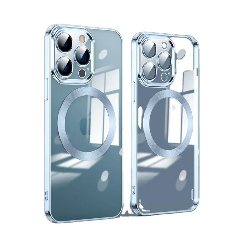 Galvanisierte, kabellose magnetische Ladehülle mit integriertem Objektiv für iPhone