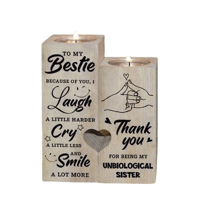 Smile A Lot More - Holz Teelichthalter mit Kerze Geschenk für Ihre Lieben | Karnz
