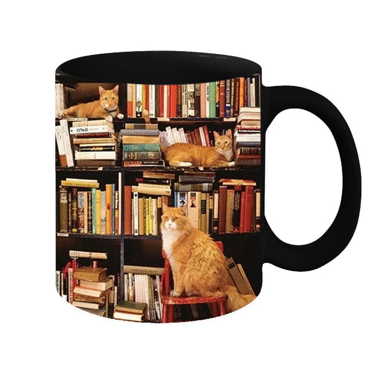Bücherregal Keramiktasse - Geschenk für Katzenbuchliebhaber | Karnz