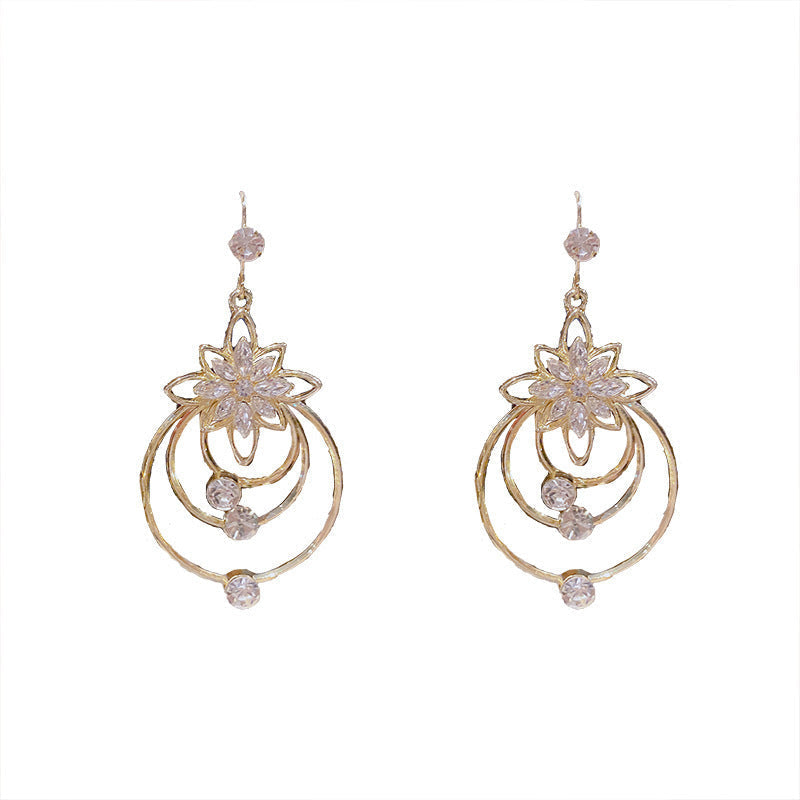 Kristall Lotus Drei Ring Ohrringe Karnz