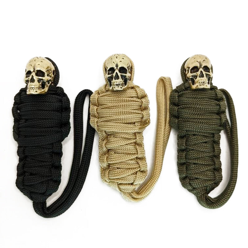 Paracord-Schlüsselanhänger, Mumienschädel aus Messing