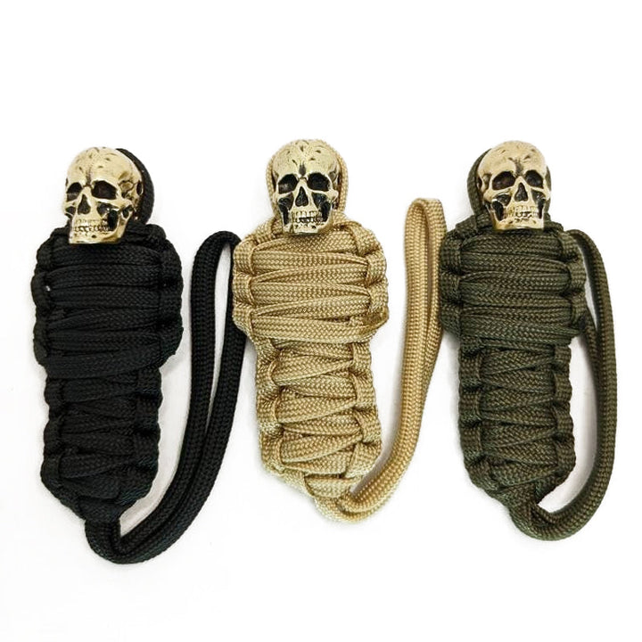 Paracord-Schlüsselanhänger, Mumienschädel aus Messing