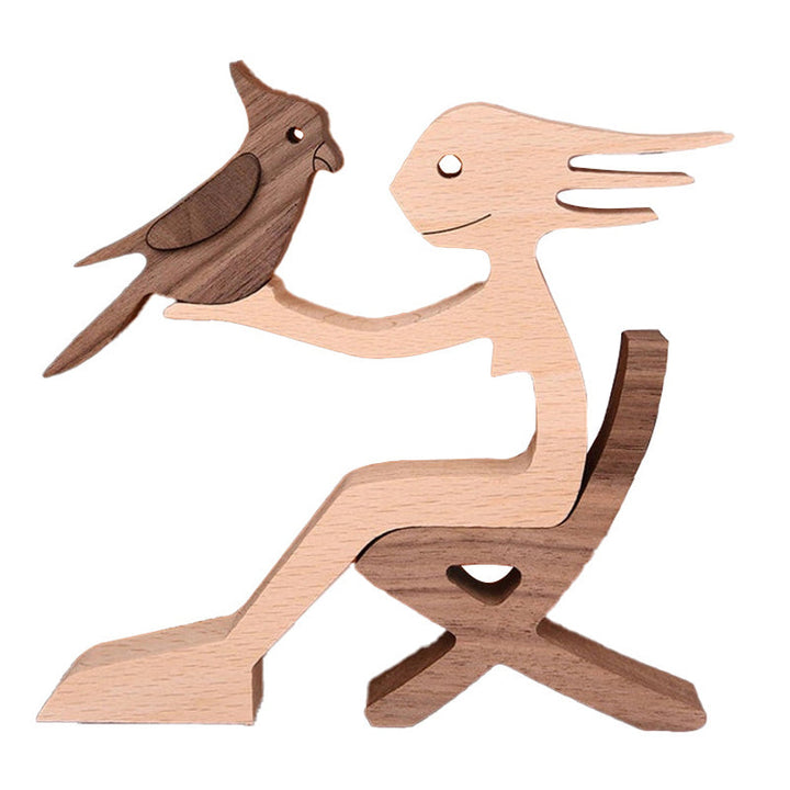 Geschenk Für Tierliebhaber - Holzskulptur Tischornamente - Die Liebe Zwischen Dir Und Deinem Fellfreund | Karnz