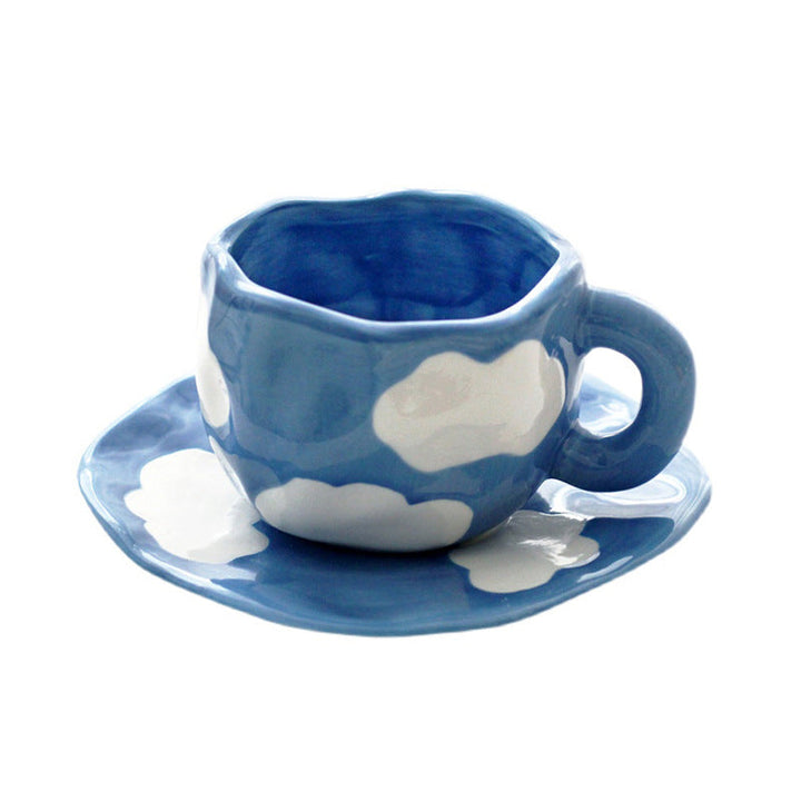 Handbemalter kreativer Kaffeebecher, Keramiktasse und Untertassenset | Karnz