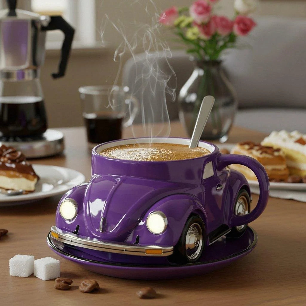 RetroCar Keramik-Kaffeebecher – Einzigartiges 3D-Design für Kaffee und Tee