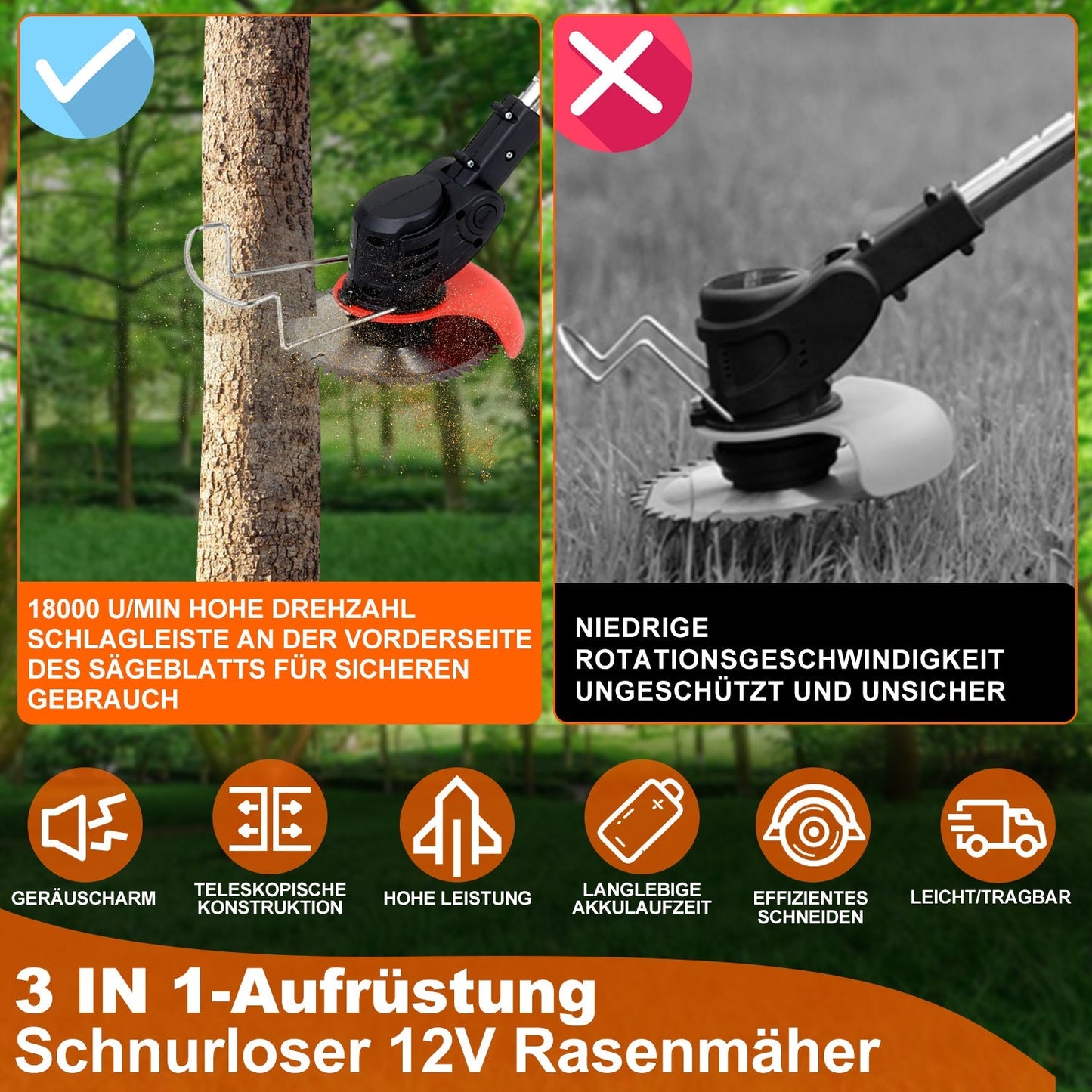 Akku Rasentrimmer 21V 8000 U/min | Karnz