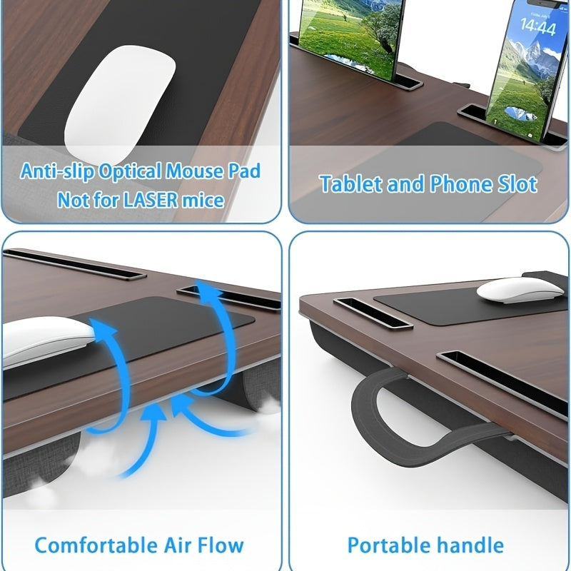 Ergonomische Laptop-Halterung mit Handgelenkstütze und Gerätefächern | Karnz