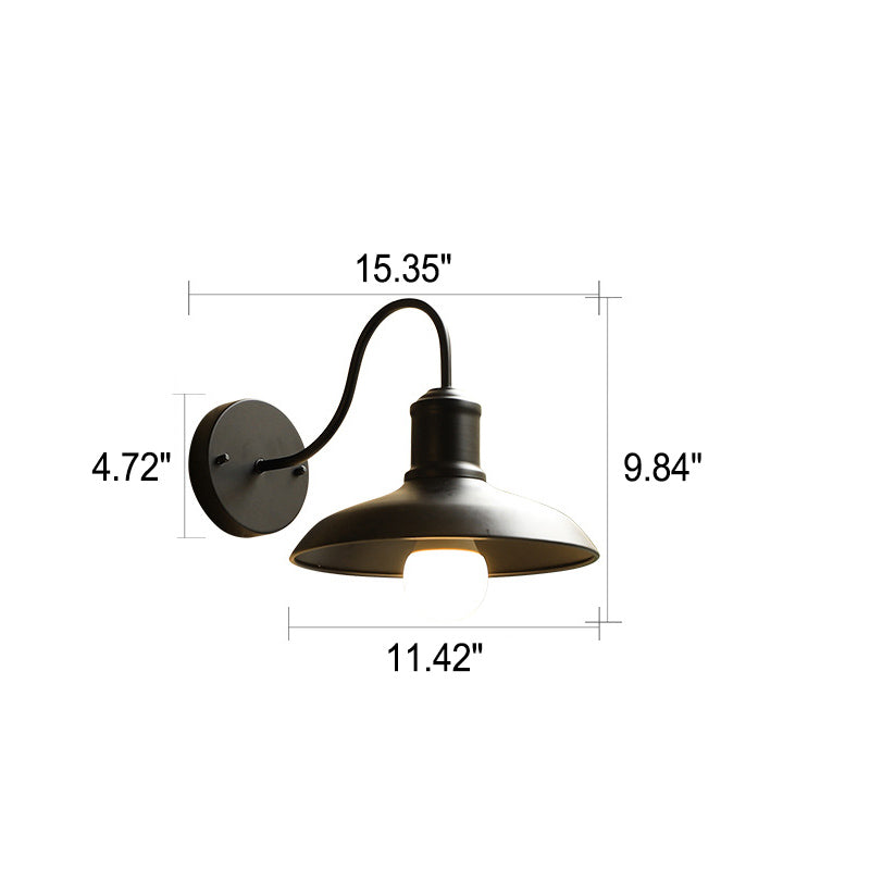 Retro Loft Dome Eisen Außen Wasserdicht 1-Licht Gebogene Arm Wand Sconce Lampe | Karnz