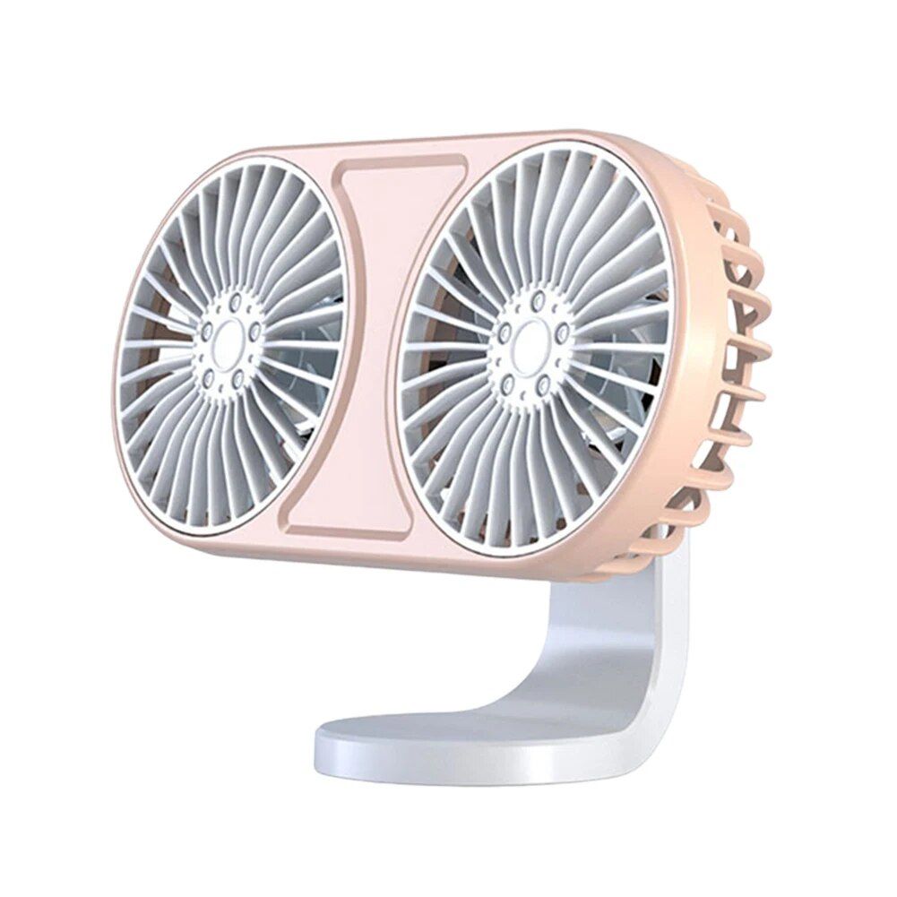 360° drehbarer Dual-Head USB Auto-Ventilator mit Ambientebeleuchtung | Karnz