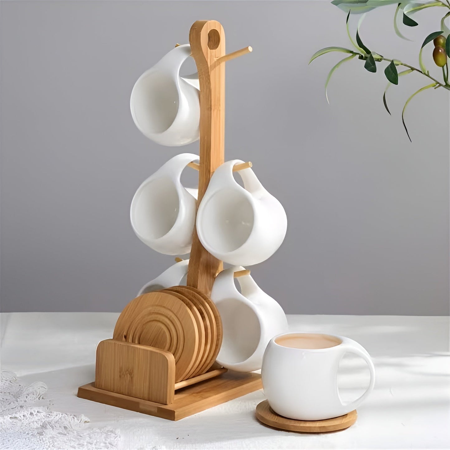 Keramische Kaffeetasse Set mit Untertasse und Ständer – Stilvoll und Dekorativ | Perfekt für Café und Zuhause | Karnz