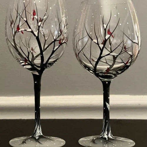 Sandsberg | Weinglas Four Seasons Tree - handgemalte Kunst